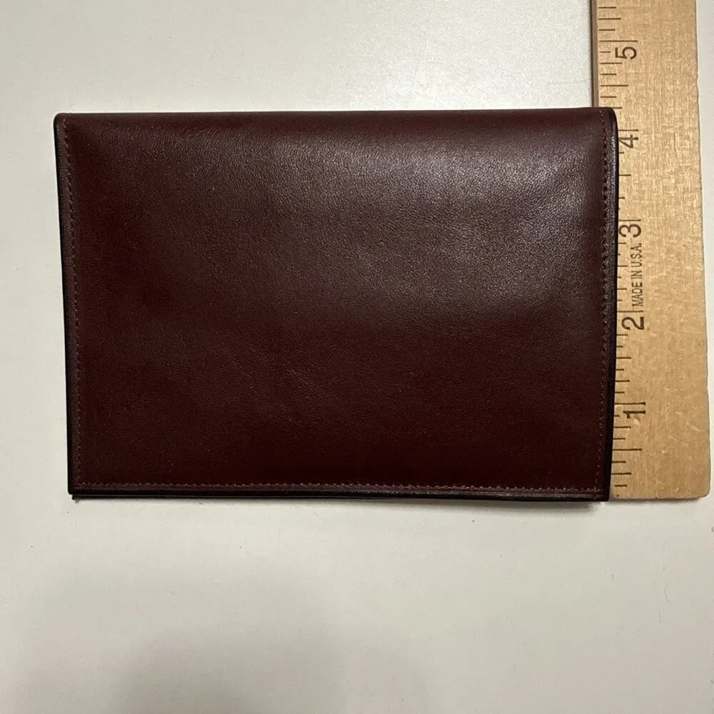 Vintage Rolfs Passport Case Billfold Mens Wine Brown Leather Golden Circle NIB